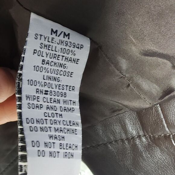 Cavalini Ci Sono Women's Sz M Brown Faux Leather Quilted Front Zip Biker Jacket - Picture 6 of 11